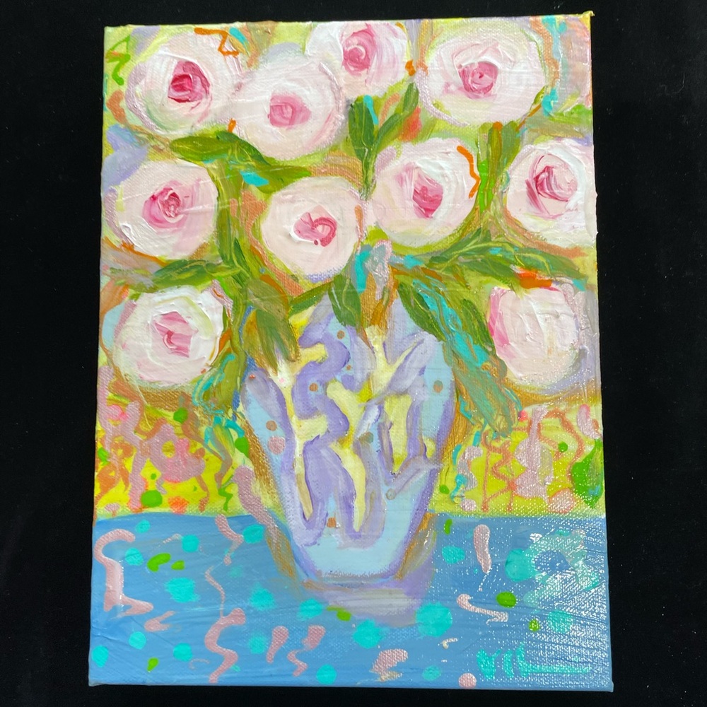 Pink Peonies “An Original  Acrylic Painting  On Canvas 12”x9”X1.5”